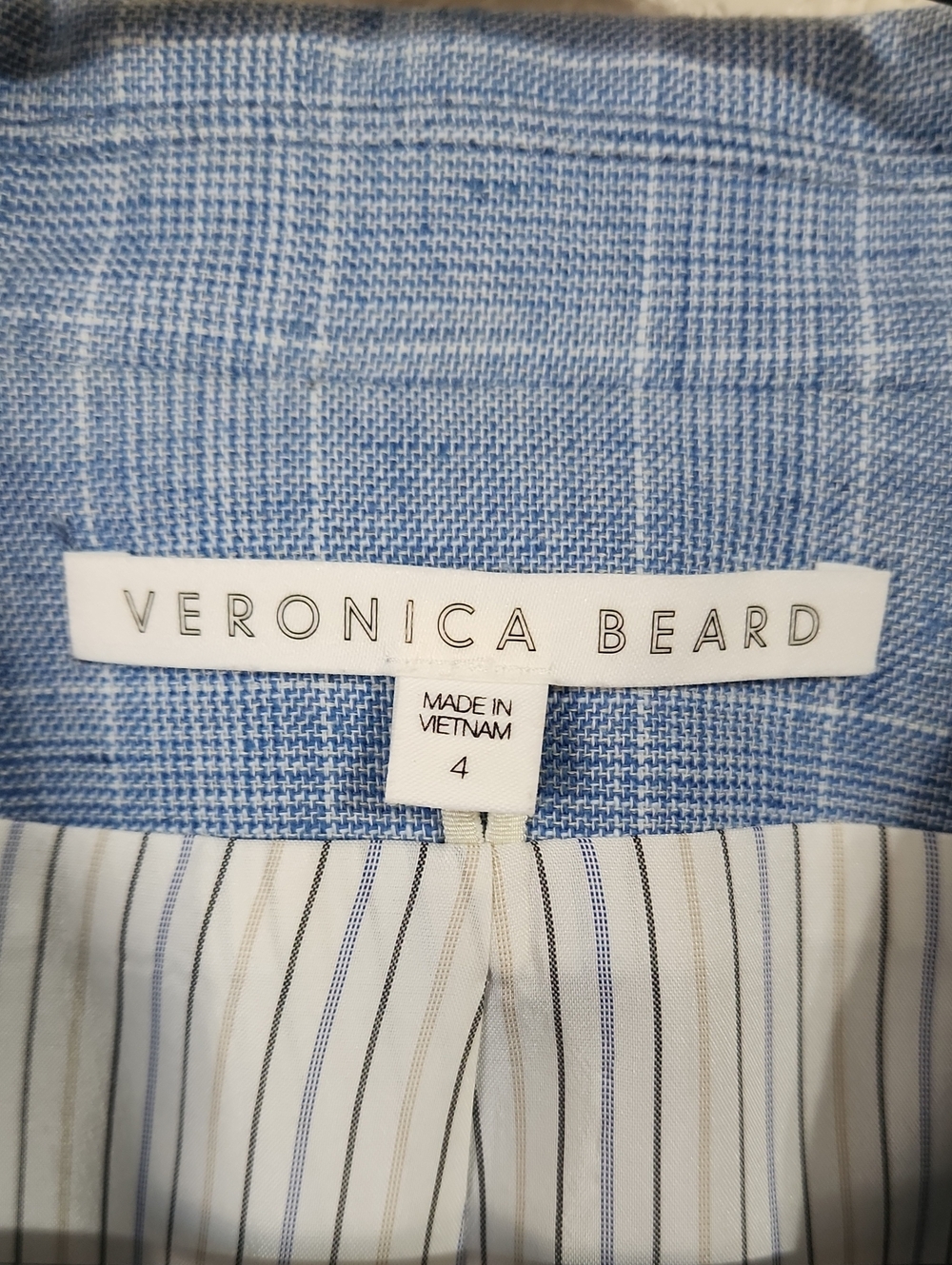 Veronica Beard Cutaway Dickie Blazer Jacket in Pale Blue Check Size 4 - Picture 5 of 16